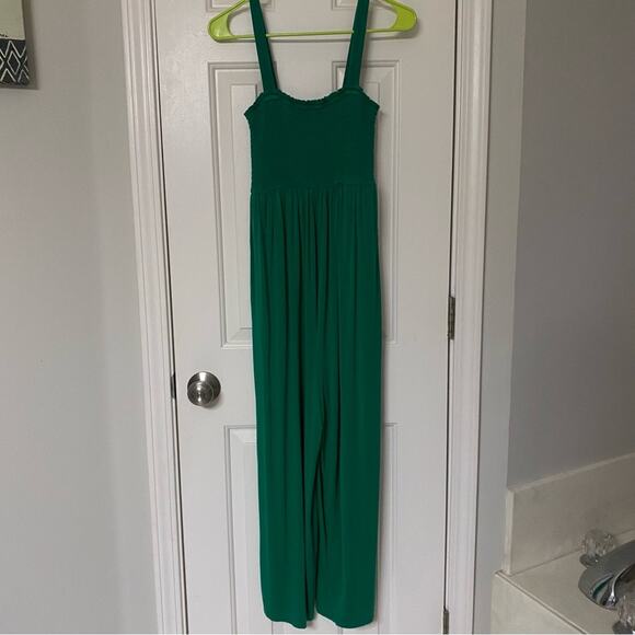 Isabel Maternity by Ingrid & Isabel Dark Green Smocked Jumpsuit - Picture 3 of 7